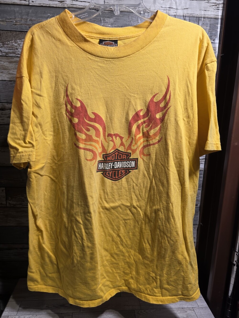 Harley-Davidson Bright Yellow Tee with Red and Orange Flame Logo